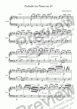 page one of Prelude for Piano no 15
