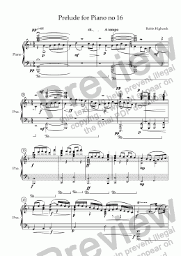 page one of Prelude for Piano no 16
