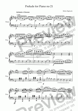 page one of Prelude for Piano no 21