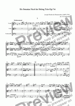 page one of Six Sonatas No.6 for String Trio Op.7-6