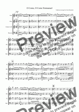 page one of O Come, O Come Emmanuel for Wind Quartet