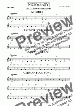 page one of Nice'n'Easy - Collection of 70 melodies for Trumpet or other brass instrument