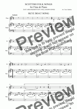 page one of Scottish Folk Songs - 6 well known melodies for Flute & Piano