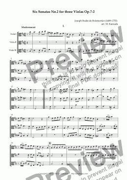 page one of Six Sonatas No.2 for three Violas Op.7-2
