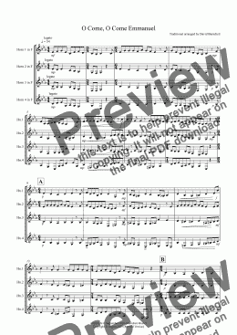 page one of O Come, O Come Emmanuel for Horn Quartet
