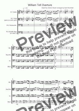 page one of William Tell Overture for Violin or Viola, Cello and Double Bass