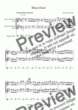 page one of Blues Duet for Bass Clarinet