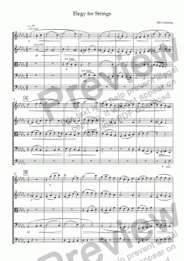 page one of Elegy for String Orchestra - Score and parts