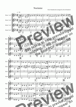 page one of Nocturne for Horn Quartet