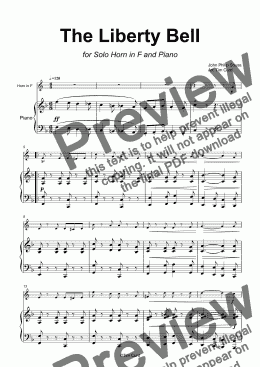 page one of The Liberty Bell for Horn in F and Piano