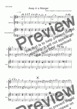 page one of Away in a Manger for Flute and Bassoon Duet