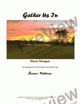 page one of Gather Us In - Violoncello and Piano