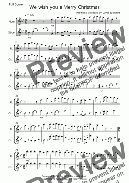 page one of We wish you a Merry Christmas for Flute and Oboe Duet