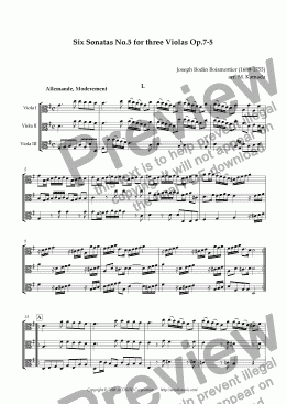 page one of Six Sonatas No.5 for three Violas Op.7-5
