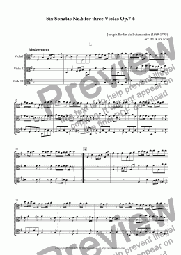 page one of Six Sonatas No.6 for three Violas Op.7-6