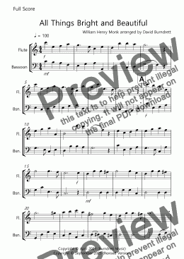 page one of All Things Bright and Beautiful for Flute and Bassoon Duet