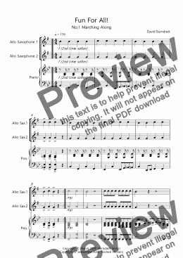 page one of Fun For All! for Beginner Alto Saxophones and Piano