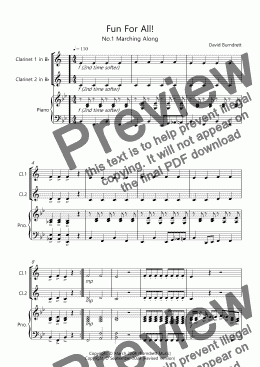 page one of Fun For All! for Beginner Clarinets and Piano