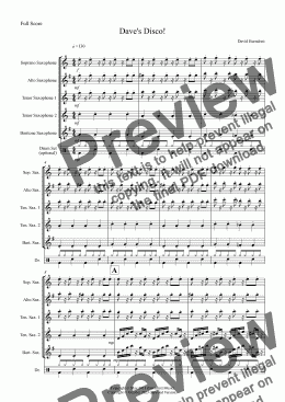 page one of Dave's Disco! for Saxophone Choir/Quintet