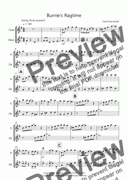page one of Burnie's Ragtime for Flute and Oboe Duet