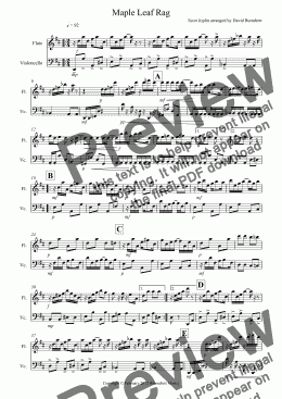page one of Maple Leaf Rag for Flute and Cello Duet