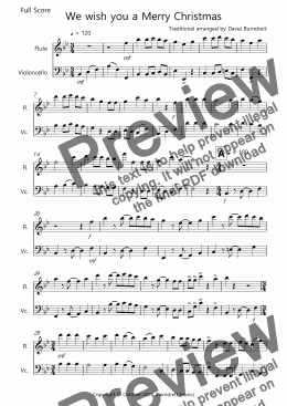 page one of We wish you a Merry Christmas for Flute and Cello Duet