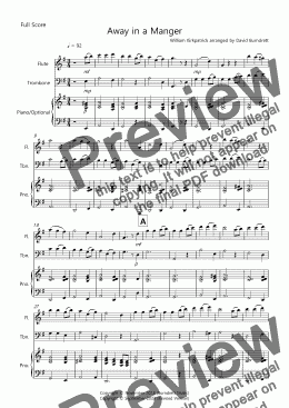 page one of Away in a Manger for Flute and Trombone