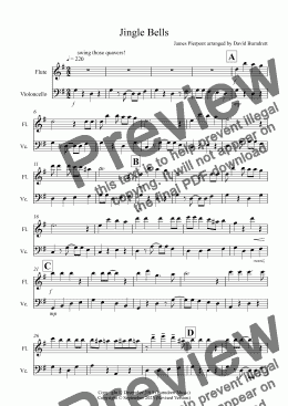 page one of Jingle Bells (Jazzy Style!) for Flute and Cello Duet