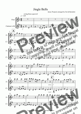 page one of Jingle Bells (Jazzy Style!) for Flute and Clarinet Duet