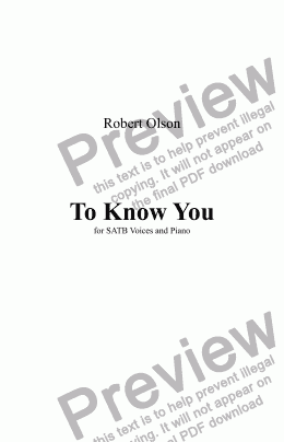 page one of To Know You
