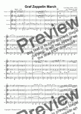 page one of Graf Zeppelin Marsch - The Conqueror - Brass Quintet - Db