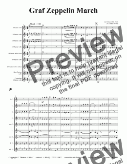 page one of Graf Zeppelin Marsch - The Conqueror - Clarinet Choir - Eb