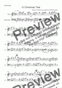 page one of O Christmas Tree for Flute and Cello Duet