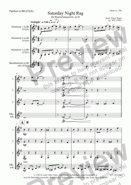 page one of Saturday Night Rag (CQA/Score & Parts) - mit Solo für Bassklarinette in Bb