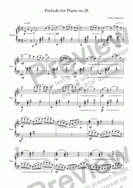 page one of Prelude for Piano no 28