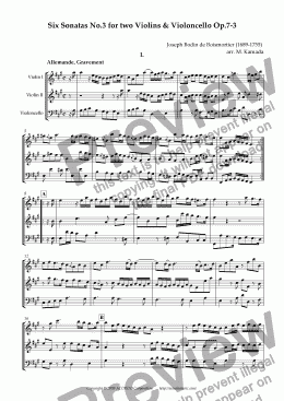 page one of Six Sonatas No.3 for two Violins & Cello Op.7-3
