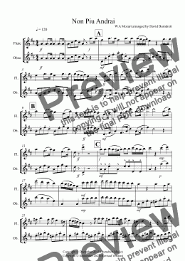 page one of Non Piu Andrai for Flute and Oboe Duet