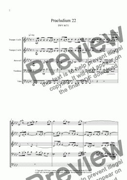 page one of Prelude & Fugue 22 (brass quintet)