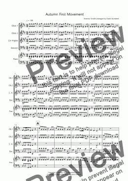 page one of Autumn First Movement for Double Reed Quartet