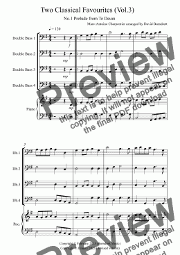 page one of 2 Classical Favourites for Double Bass Quartet (volume three)