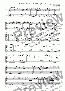 page one of Sonata (Duet) for two Flutes Op.40-1