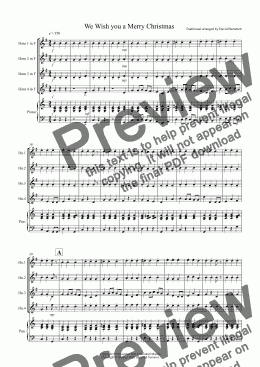 page one of We Wish you a Merry Christmas for Horn Quartet