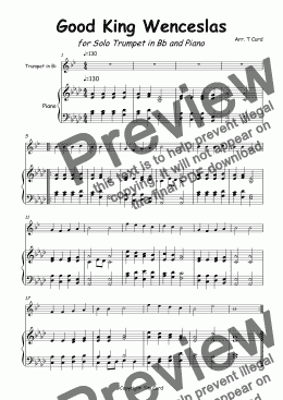 page one of Ding Dong Merrily on High for Trumpet in Bb and Piano