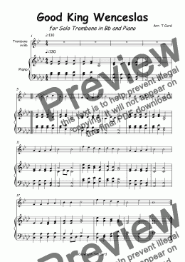page one of Ding Dong Merrily on High for Trombone in Bb and Piano