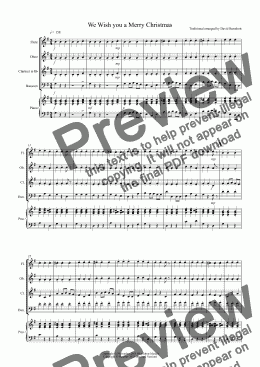 page one of We Wish you a Merry Christmas for Wind Quartet