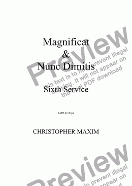 page one of Magnificat & Nunc Dimittis (Sixth Service)