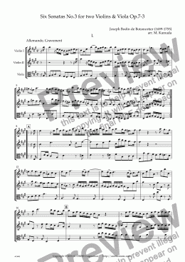 page one of Six Sonatas No.3 for two Violins & Viola Op.7-3