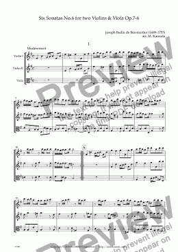 page one of Six Sonatas No.6 for two Violins & Viola Op.7-6
