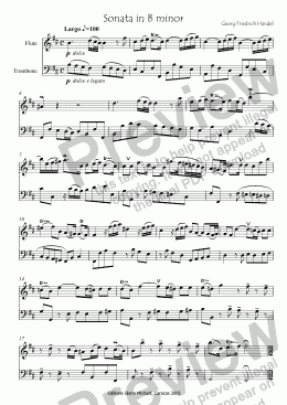 page one of Handel Sonata in B minor for Trombone & Flute 
