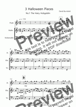 page one of 3 Halloween Pieces for Flute, Violin and Cello Trio